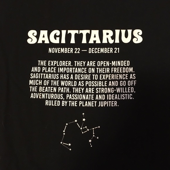 Valfre Sagittarius centaur girl astrology black celestial t-shirt Nov 22-Dec 21 - Picture 4 of 7